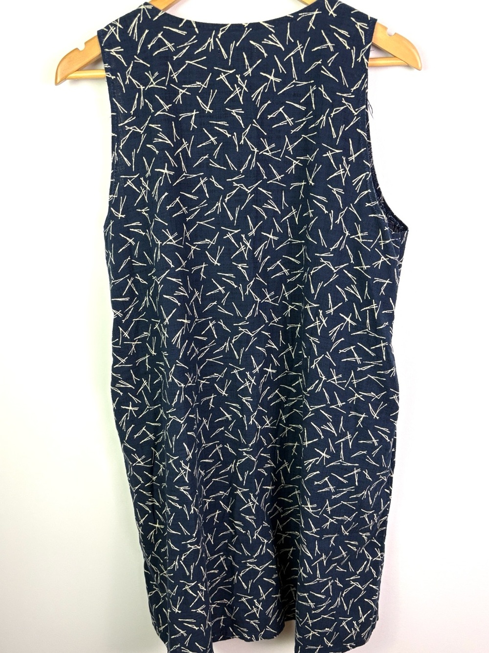 Amanda Moss Made in Canada Navy Printed Sleeveless 100% cotton Dress size XS - Picture 2 of 6